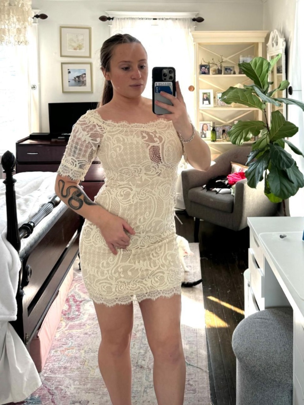 Cream Lace Mini Dress – Soieblu